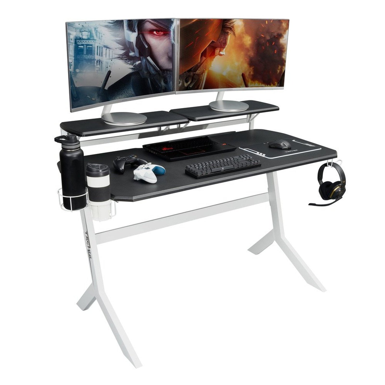 Techni Sport White Stryker Gaming Desk, White by Level Up Desks