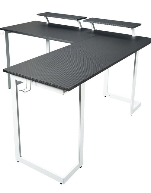 Load image into Gallery viewer, Techni Sport Warrior L-Shaped Gaming Desk, White by Level Up Desks
