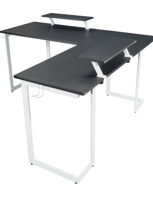 Load image into Gallery viewer, Techni Sport Warrior L-Shaped Gaming Desk, White by Level Up Desks
