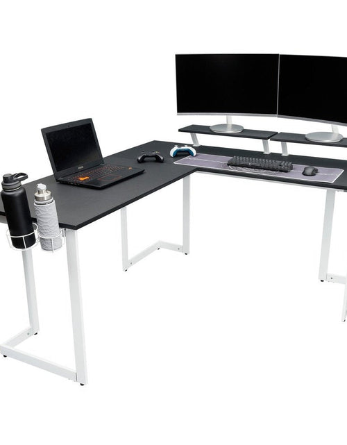 Load image into Gallery viewer, Techni Sport Warrior L-Shaped Gaming Desk, White by Level Up Desks
