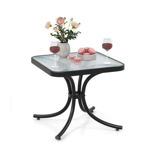 Load image into Gallery viewer, Tempered Glass Top Patio Table with Heavy-duty Metal Frame for Garden Poolside-Black
