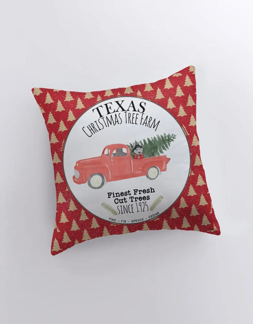 Load image into Gallery viewer, Texas Christmas Tree Farm | Red Christmas Truck | Pillow Cover | Christmas Decor | Throw Pillow | Home Decor | Rustic Christmas Decor by UniikPillows
