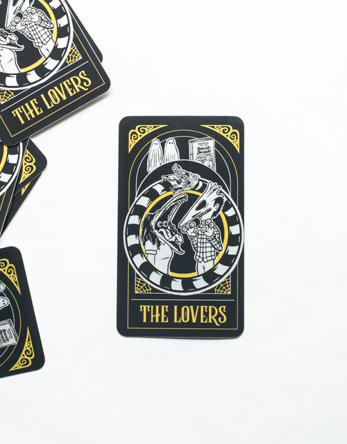 Load image into Gallery viewer, The Lovers Matte Metallic Tarot Card Sticker by Music City Creative
