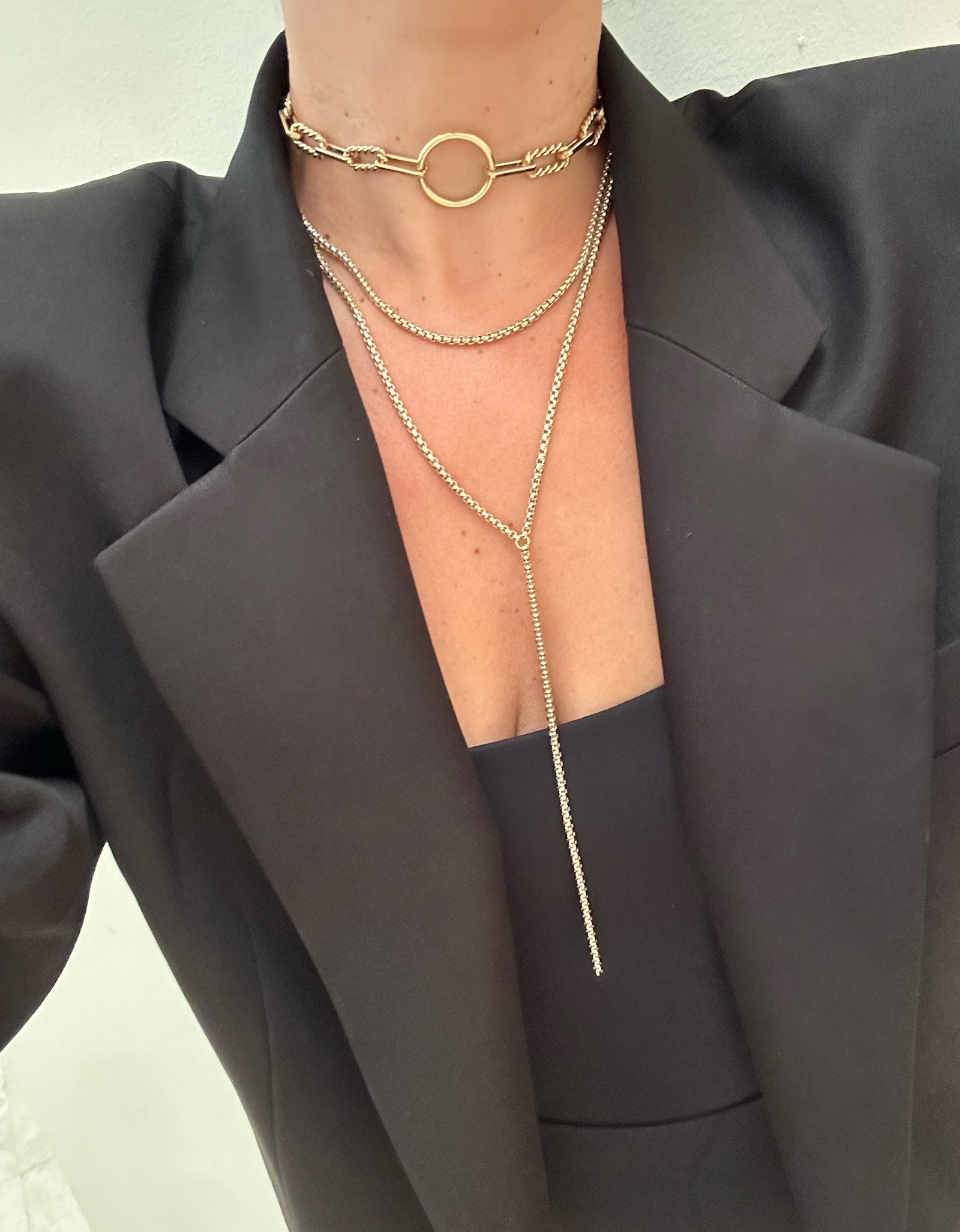 Thin Luciana Box Chain Lariat by eklexic jewelry