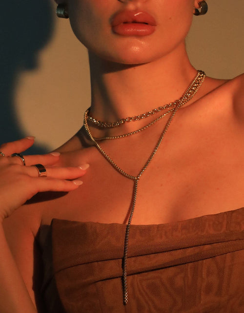 Load image into Gallery viewer, Thin Luciana Box Chain Lariat by eklexic jewelry
