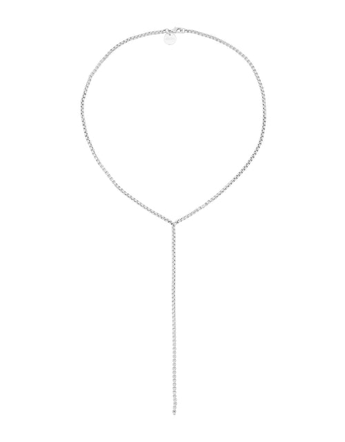 Load image into Gallery viewer, Thin Luciana Box Chain Lariat by eklexic jewelry

