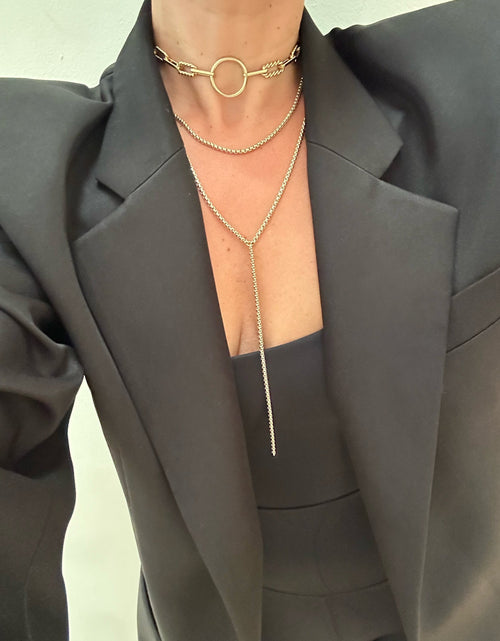 Load image into Gallery viewer, Thin Luciana Box Chain Necklace by eklexic jewelry
