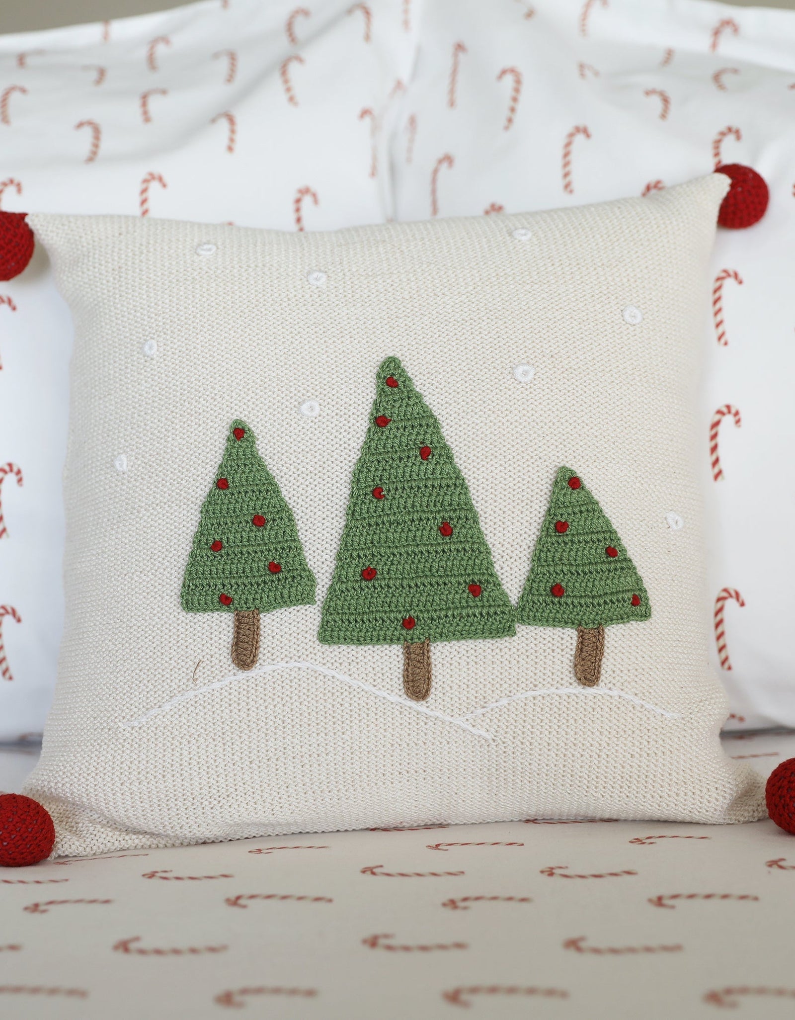 Three Tree 12" Pillow, Ecru by Melange Collection