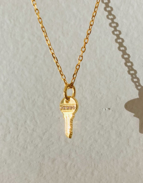 Load image into Gallery viewer, Tiny Key Necklace Charm by Little Sky Stone
