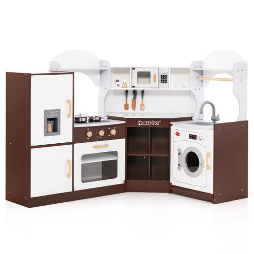 Load image into Gallery viewer, Toddler Kitchen Playset with Ice Maker Microwave Oven Sink and Washing Machine for Kids 3+ Years Old
