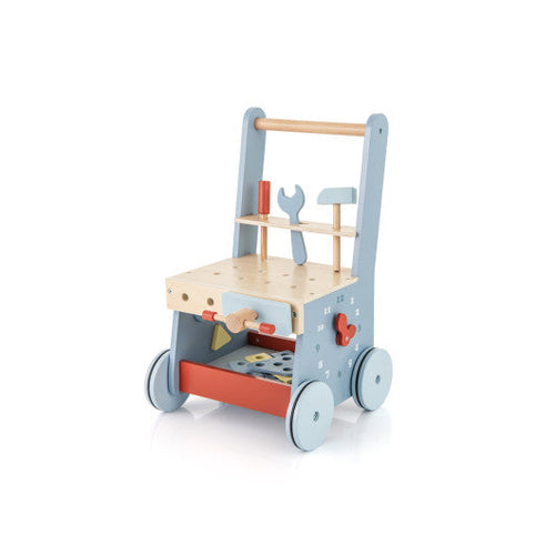 Load image into Gallery viewer, 2-in-1 Toddler Wooden Baby Push Walker with Multi-Activity Center
