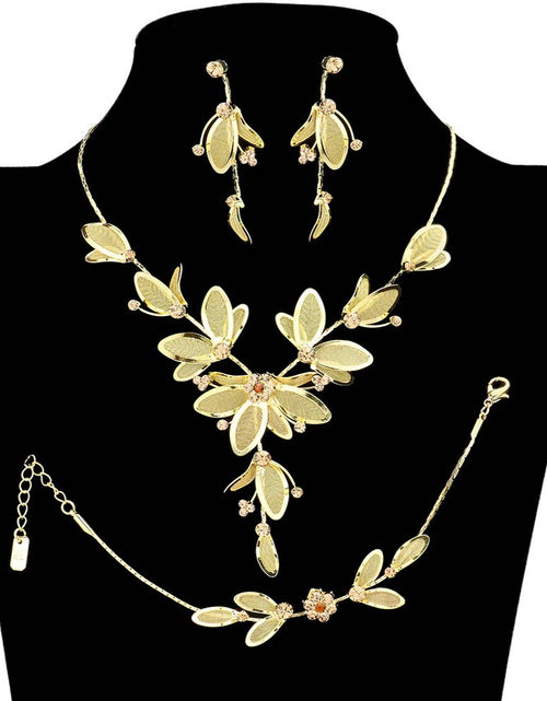 Load image into Gallery viewer, Stone Accented Metal Mesh Petal Jewelry Set by Madeline Love
