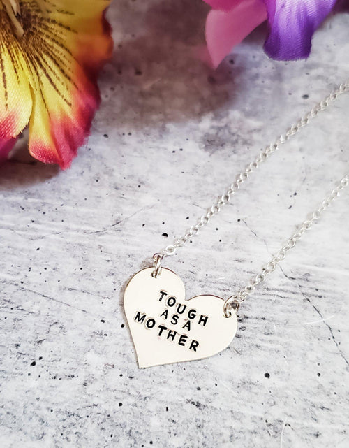 Load image into Gallery viewer, Tough as a Mother Heart Necklace by Salt and Sparkle
