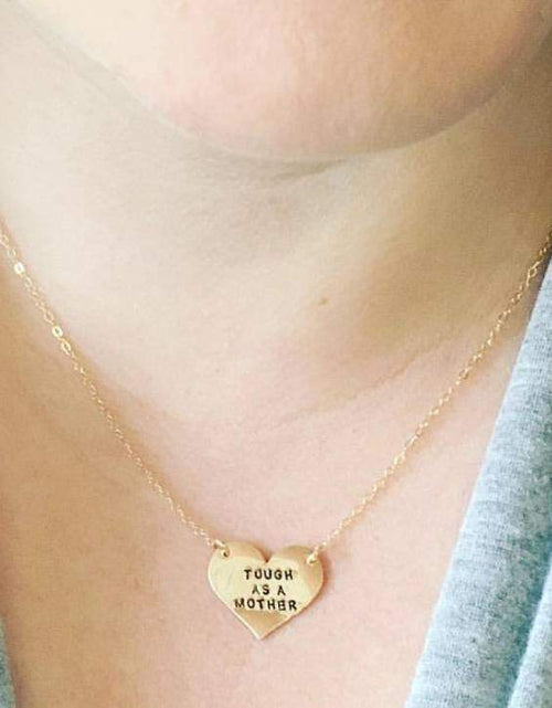 Load image into Gallery viewer, Tough as a Mother Heart Necklace by Salt and Sparkle
