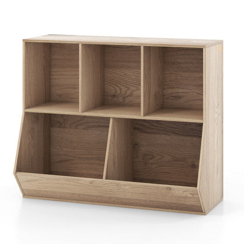Load image into Gallery viewer, 5-Cube Wooden Kids Toy Storage Organizer with Anti-Tipping Kits-Natural

