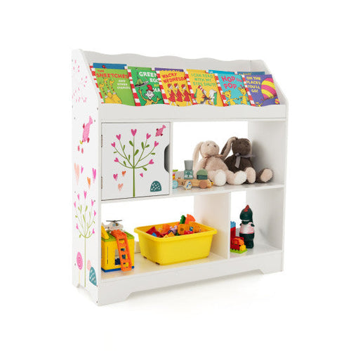 Load image into Gallery viewer, Kids Toy Storage Organizer with Book Shelf and Storage Cabinet-White

