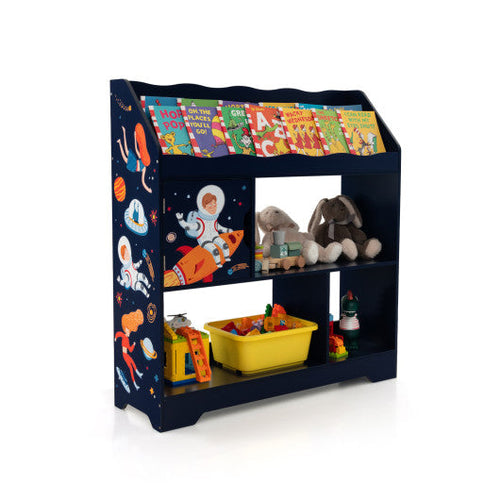 Load image into Gallery viewer, Kids Toy Storage Organizer with Book Shelf and Storage Cabinet-Navy
