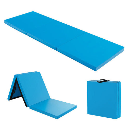 Load image into Gallery viewer, 6 x 2 FT Tri-Fold Gym Mat with Handles and Removable Zippered Cover-Blue
