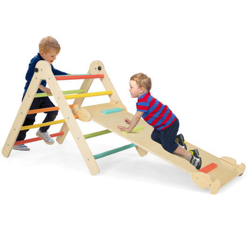 Load image into Gallery viewer, 3-in-1 Climbing Set Foldable and Adjustable Kids Triangle Set-Multicolor
