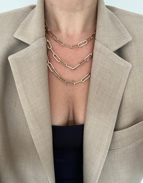 Load image into Gallery viewer, Triple Large Elongated Link Chain Necklace by eklexic jewelry
