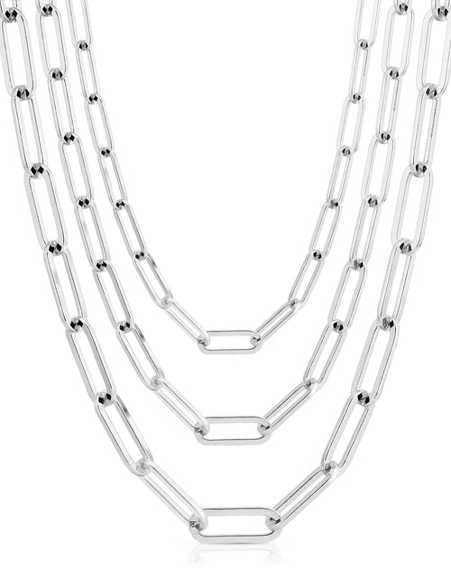 Load image into Gallery viewer, Triple Large Elongated Link Chain Necklace by eklexic jewelry
