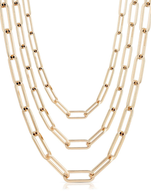 Load image into Gallery viewer, Triple Large Elongated Link Chain Necklace by eklexic jewelry
