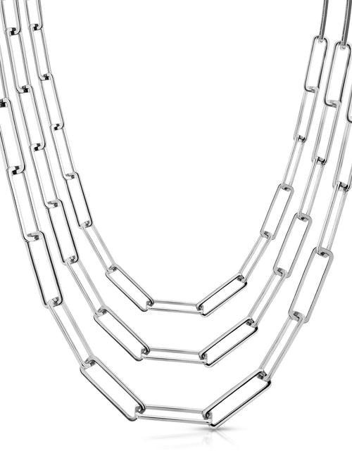 Load image into Gallery viewer, Triple Large Rectangle Link Chain Necklace by eklexic jewelry
