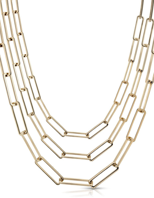 Load image into Gallery viewer, Triple Large Rectangle Link Chain Necklace by eklexic jewelry
