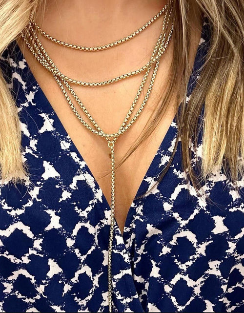 Load image into Gallery viewer, Triple Layer Thin Luciana Box Chain Necklace by eklexic jewelry
