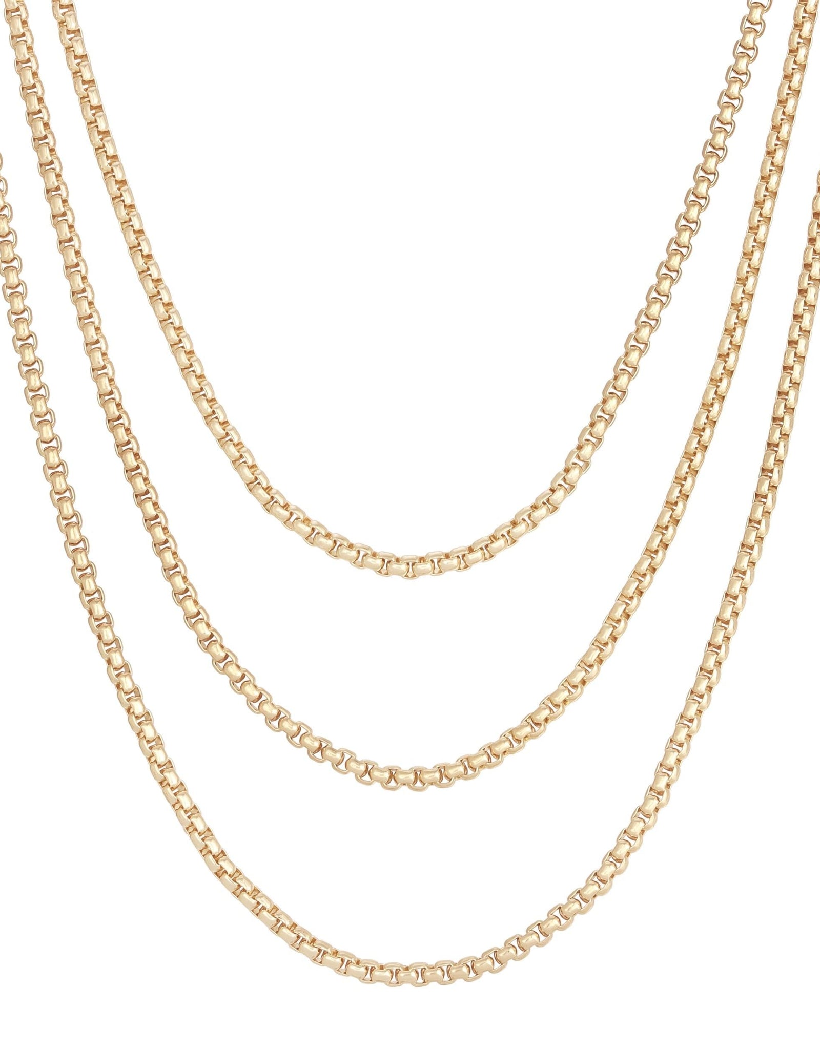 Triple Layer Thin Luciana Box Chain Necklace by eklexic jewelry