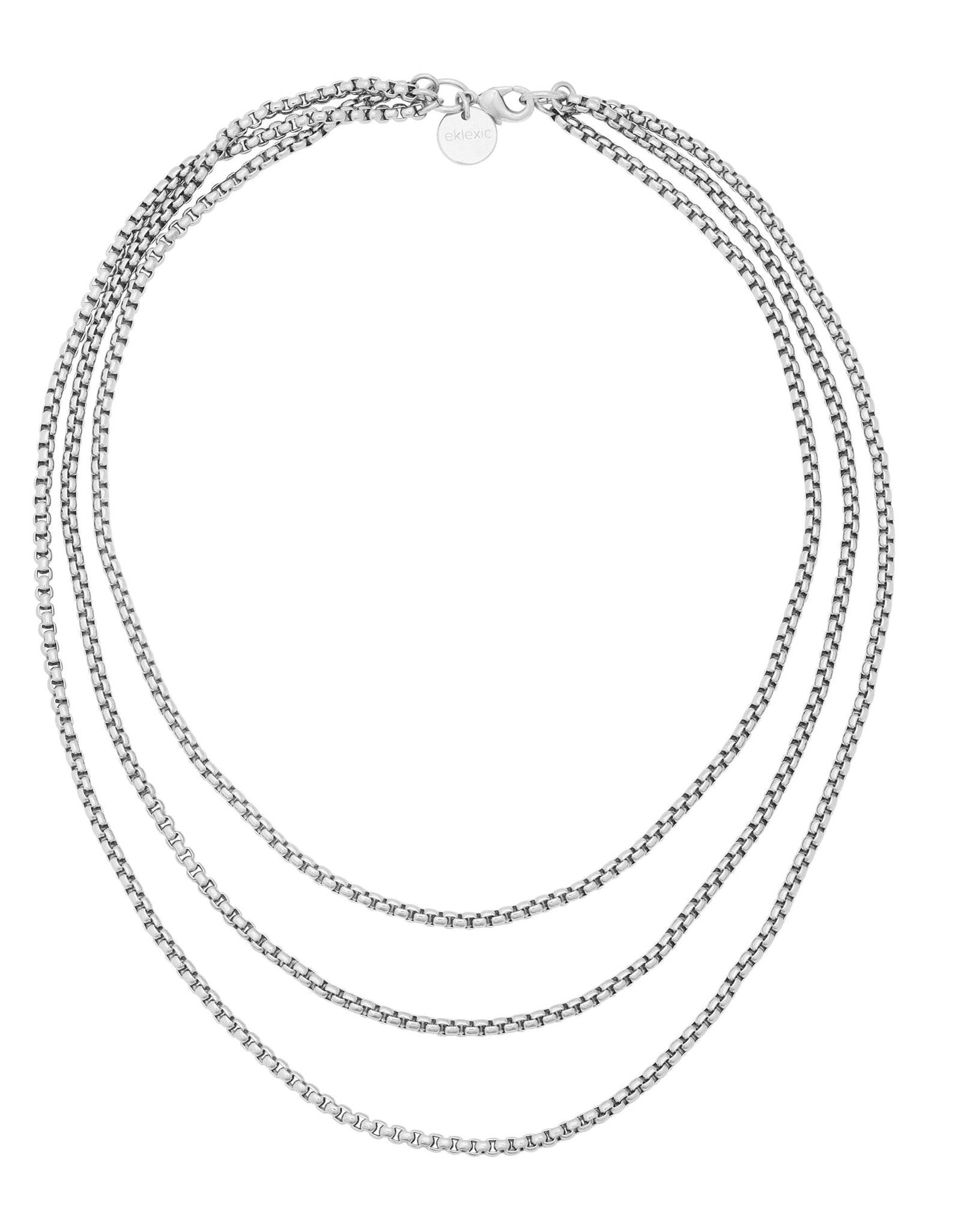 Triple Layer Thin Luciana Box Chain Necklace by eklexic jewelry