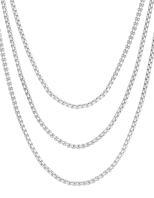 Load image into Gallery viewer, Triple Layer Thin Luciana Box Chain Necklace by eklexic jewelry

