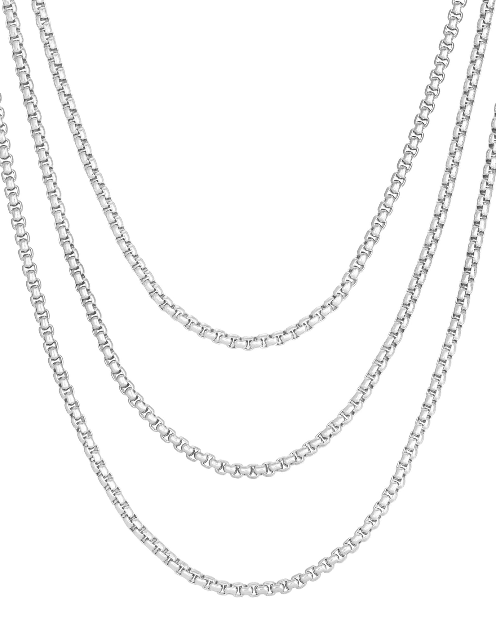 Triple Layer Thin Luciana Box Chain Necklace by eklexic jewelry