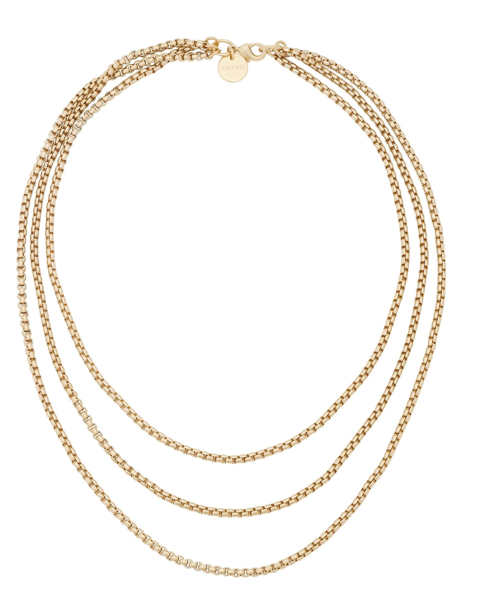 Triple Layer Thin Luciana Box Chain Necklace by eklexic jewelry