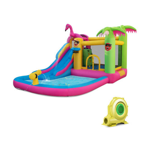 Load image into Gallery viewer, Inflatable Bounce Castle with Long Water Slide and 735W Blower
