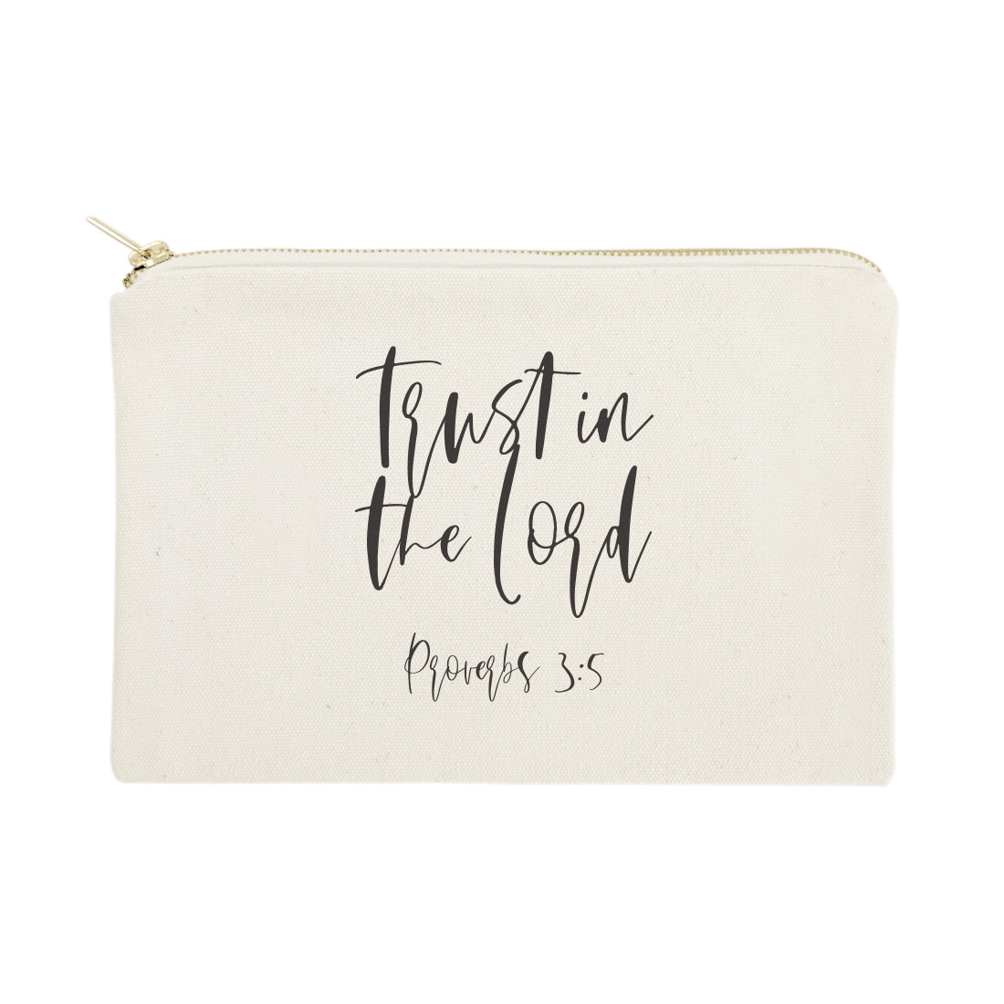 Trust in the Lord, Proverbs 3:5 Cotton Canvas Cosmetic Bag by The Cotton & Canvas Co.