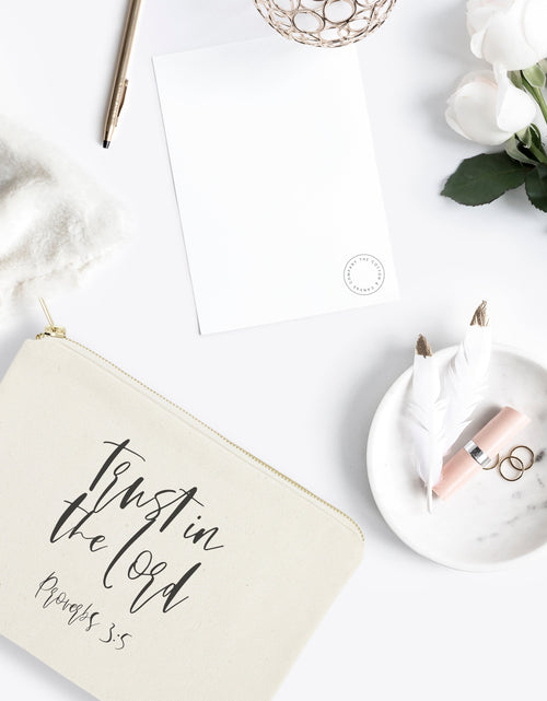Load image into Gallery viewer, Trust in the Lord, Proverbs 3:5 Cotton Canvas Cosmetic Bag by The Cotton &amp; Canvas Co.
