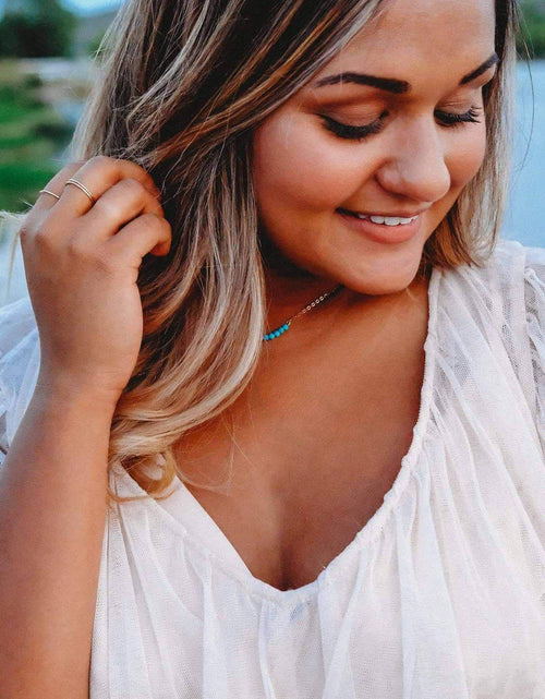 Load image into Gallery viewer, Turquoise Blue Howlite Bar Necklace by Salt and Sparkle
