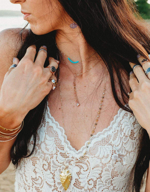 Load image into Gallery viewer, Turquoise Blue Howlite Bar Necklace by Salt and Sparkle
