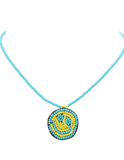 Load image into Gallery viewer, Felt Back Seed Beaded Smile Pendant Necklace by Madeline Love
