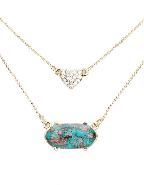 Load image into Gallery viewer, Heart Hexagon Bead Pendant Double Layered Necklace by Madeline Love
