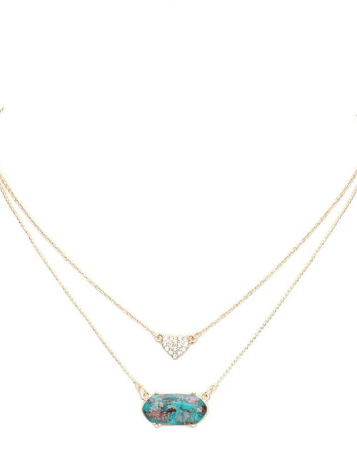 Load image into Gallery viewer, Heart Hexagon Bead Pendant Double Layered Necklace by Madeline Love
