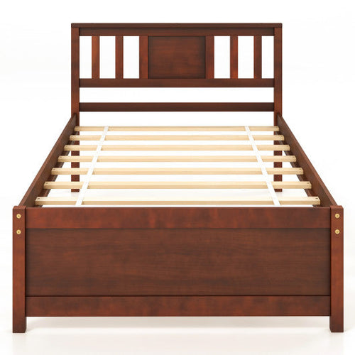 Load image into Gallery viewer, Wooden Platform Bed with Headboard and Slat Support-Twin Size
