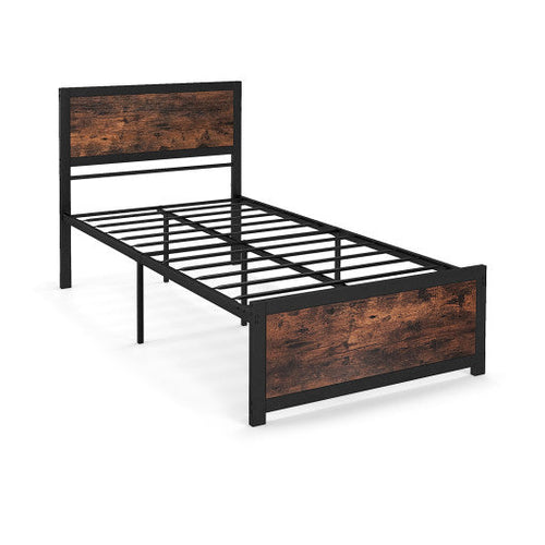 Load image into Gallery viewer, Twin Size Bed Frame Metal with High Headboard and Mute Bars-Twin Size
