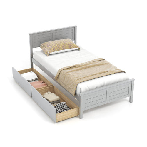 Load image into Gallery viewer, Twin Size Bed Frame with Storage Drawers-Gray
