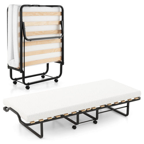 Load image into Gallery viewer, Twin Size Folding Bed with Foam Mattress and Lockable Wheels
