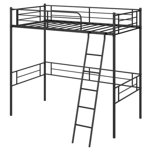Load image into Gallery viewer, Twin Size Loft Bed Metal Bed Frame with Ladder and Guardrails-Black
