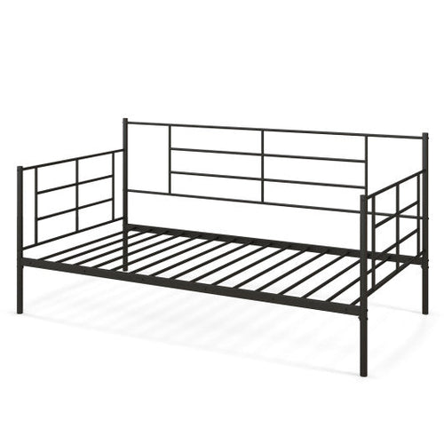 Load image into Gallery viewer, Twin Size Metal Daybed Sofa Bed Frame with Armrests and Backrest
