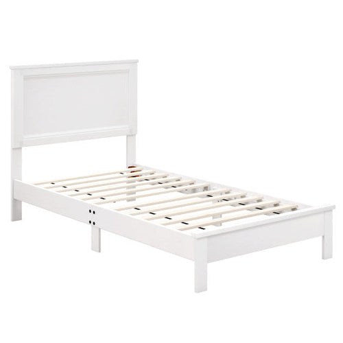 Load image into Gallery viewer, Twin Size Wooden Bed Frame with Headboard and Slat Support-White

