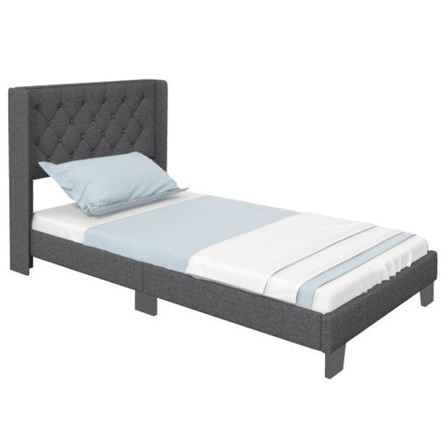 Load image into Gallery viewer, Twin/Full/Queen Size Upholstered Platform Bed with Button Tufted Headboard-Twin Size
